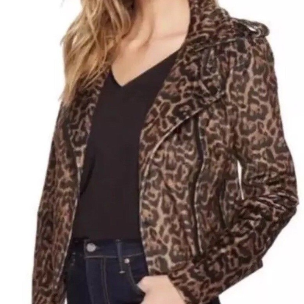 NWT Bebe So Soft Leopard Print Moto Jacket - Small